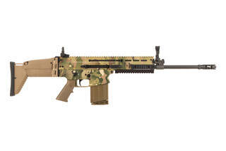 FN America MultiCam SCAR 17S Non reciprocating charging handle 7.62x51 Semi-Automatic Rifle has a cold hammer forged 16.25" barrel and folding stock.